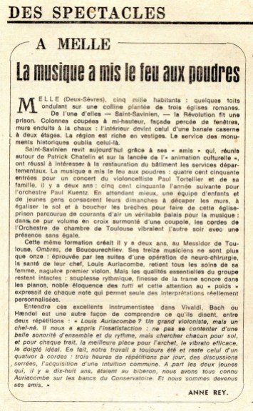 Article du journal Le Monde en 1972