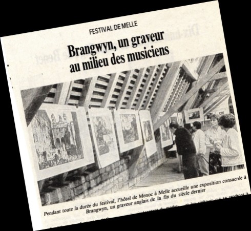 1988 : exposition de gravures de Frank BRANGWYN dans le grenier de l’Hôtel de Menoc